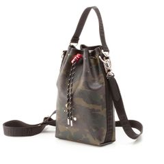 2WAY巾着バッグ / カーキカモ×ブラック