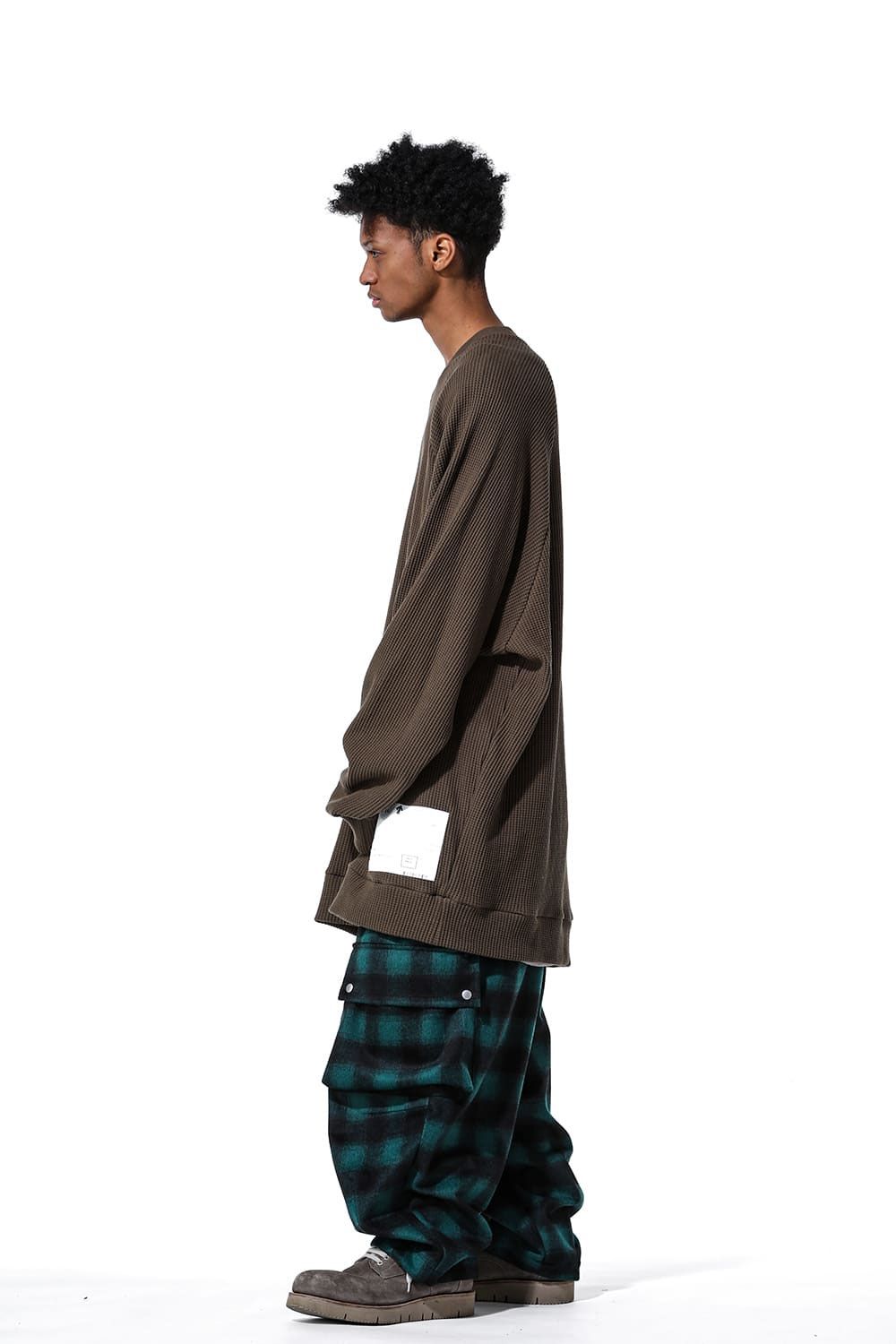 Waffle Dolman Long Pullover / ブラック