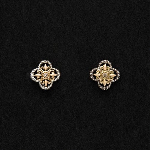 Cross Flower Stud Earrings （Diamond）/ GA016