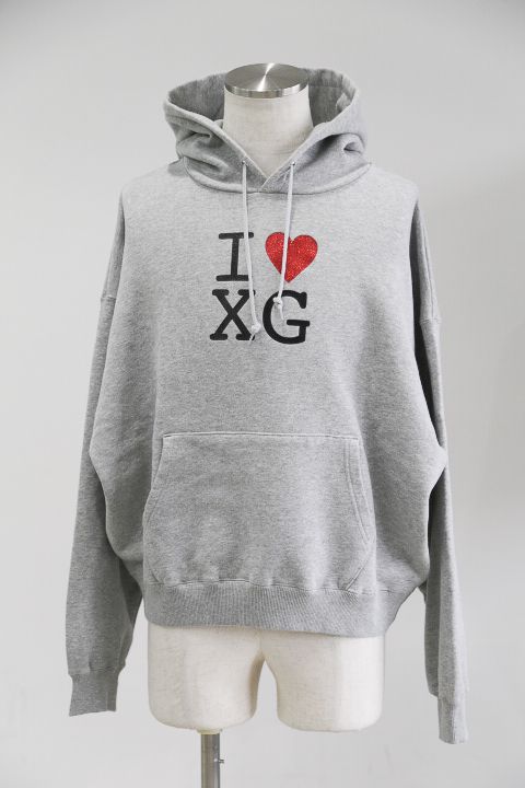 ［ラスト1点 サイズM］I LOVE XG LOGO SWEAT HOODIE / アッシュ