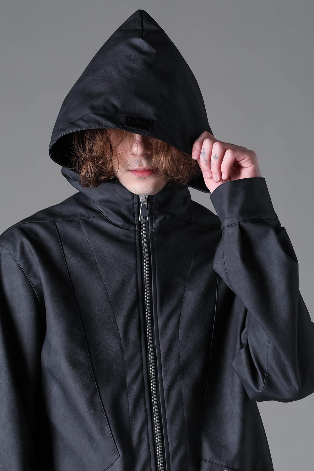 Vegan Leather Hoodie Blouson