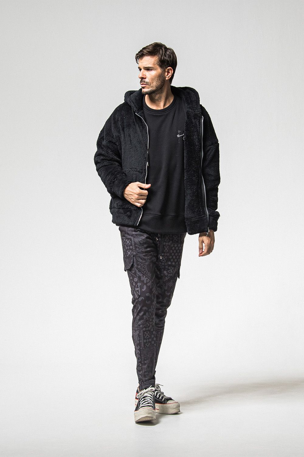 [ラスト1点 サイズ1] BOA zip loose hoodie / ブラック