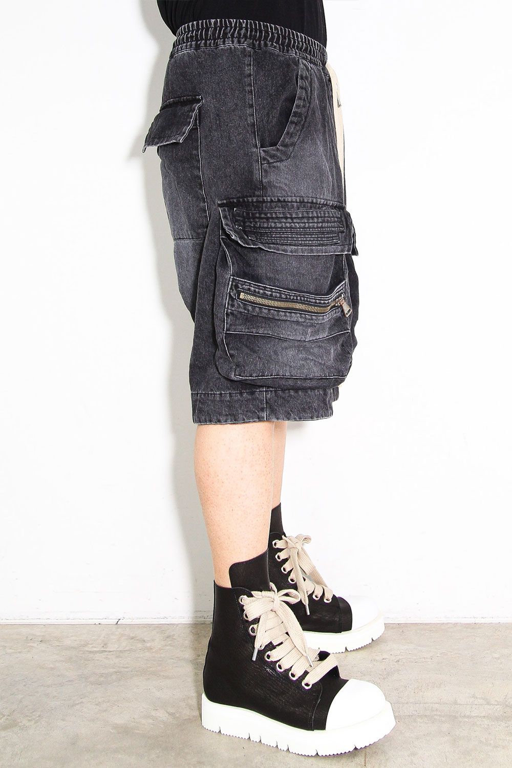 ヴィンテージデニムサルエルショーツ / VintageDenim Millitary Shorts / ブラック / ag-8014-3