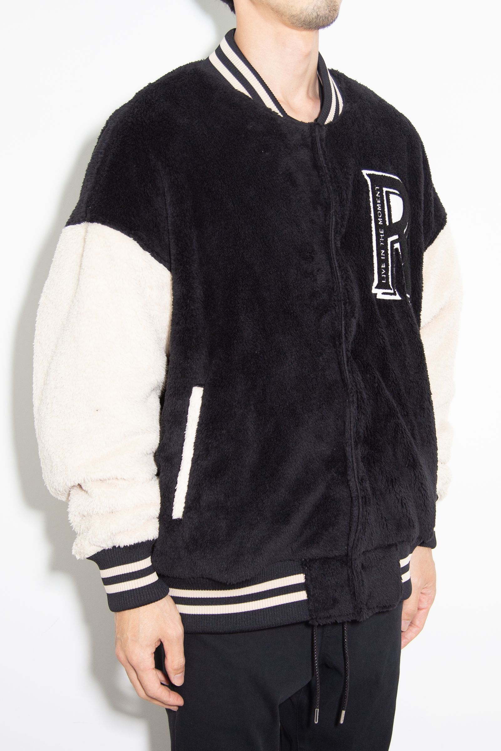 BOA OVER  VARSITY JACKET / ブラック×ベージュ