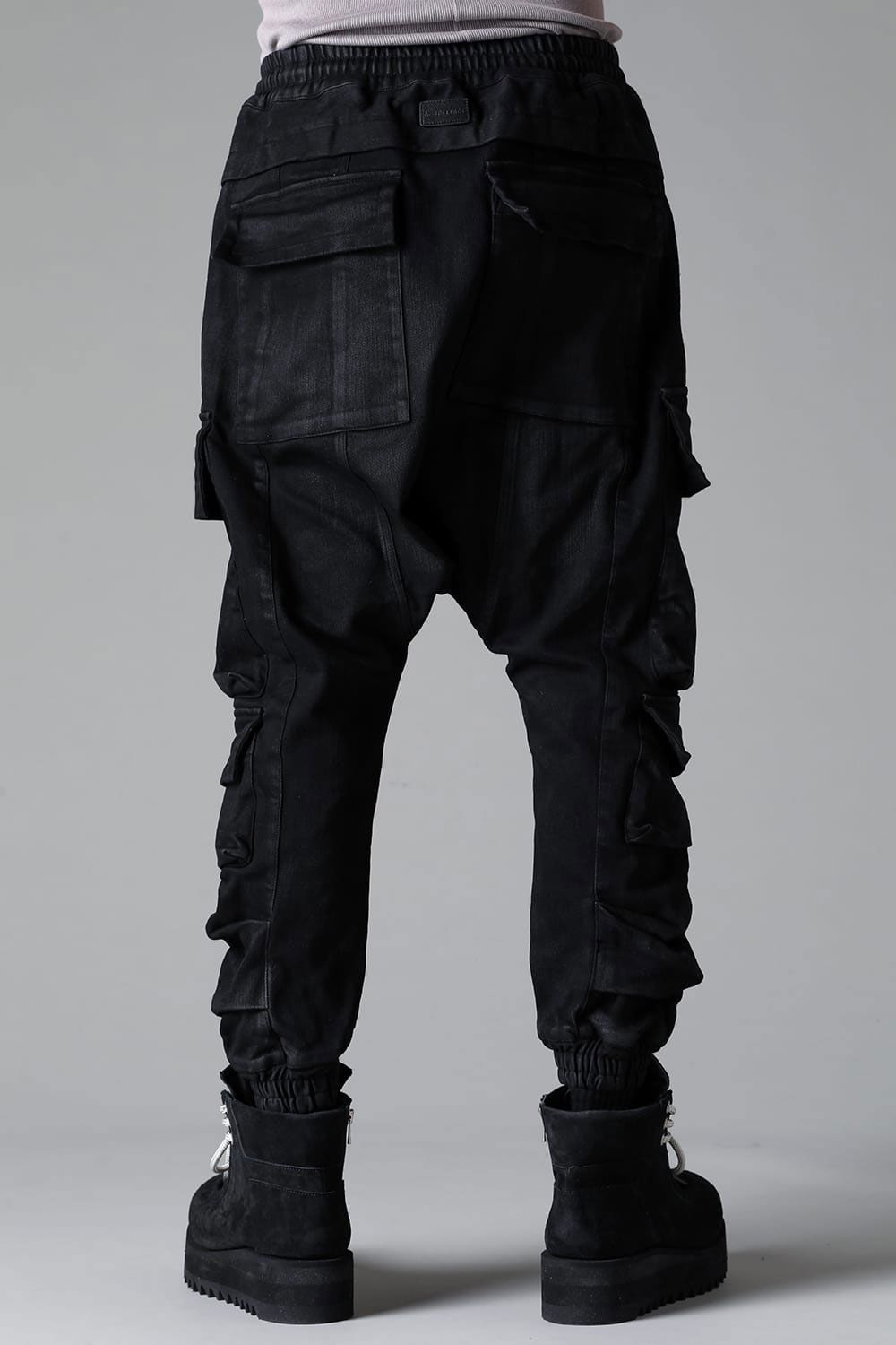 [ラスト1点 サイズ3] 【コーティングあり】サルエルカーゴジョガーパンツ / COATED SAROUEL CARGO JOGGER DENIM / ブラック / ag-12042-1