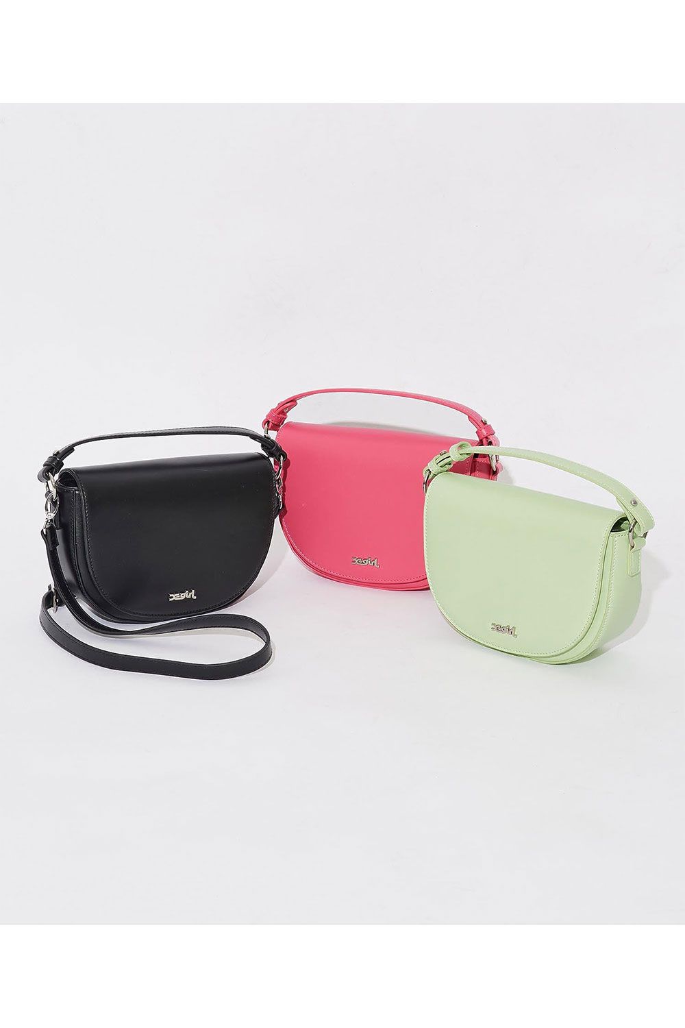 FAUX LEATHER HALF MOON SHOULDER BAG -