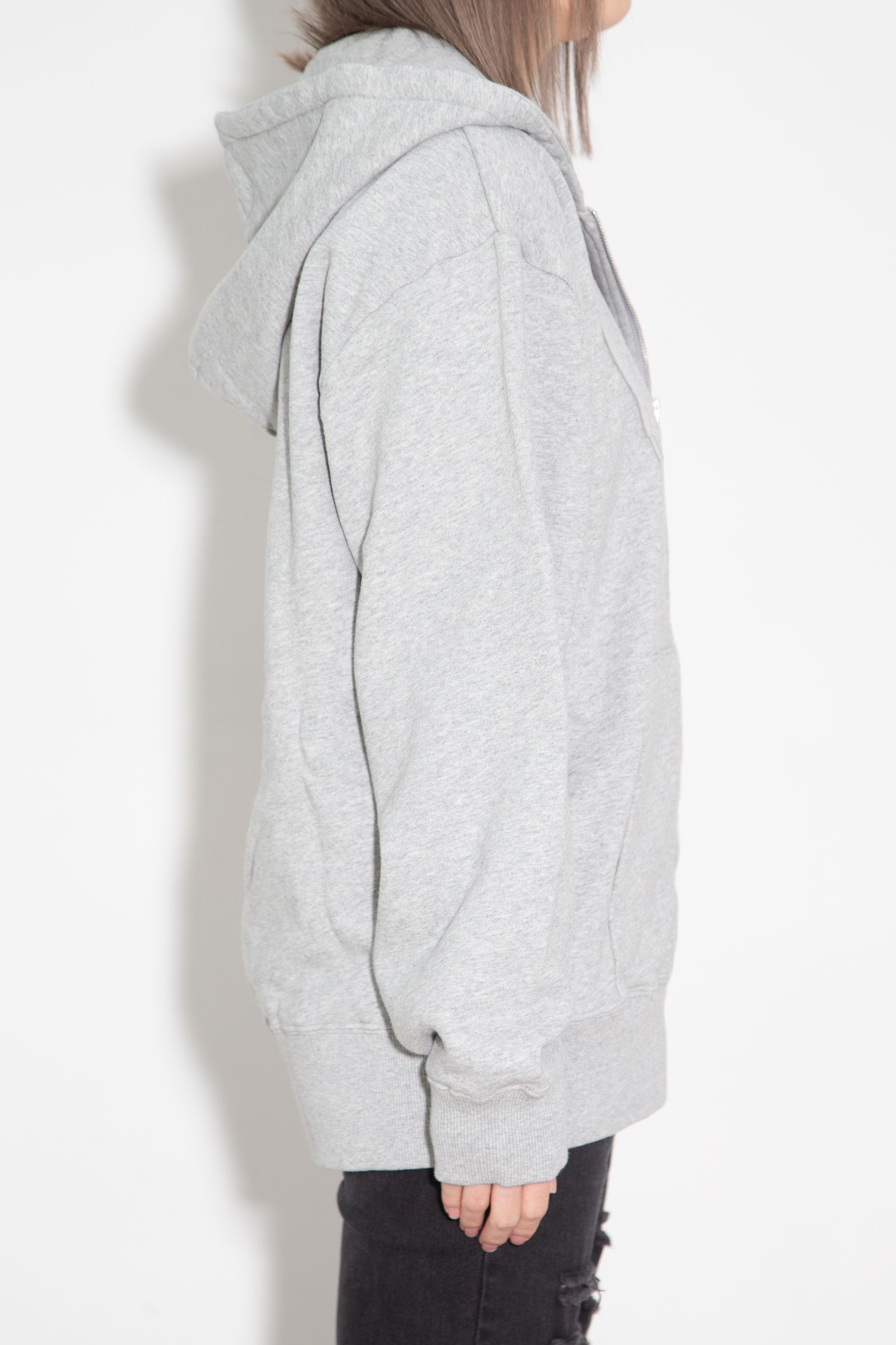 FACE PATCH AND LOGO ZIP UP SWEAT HOODIE / アッシュ