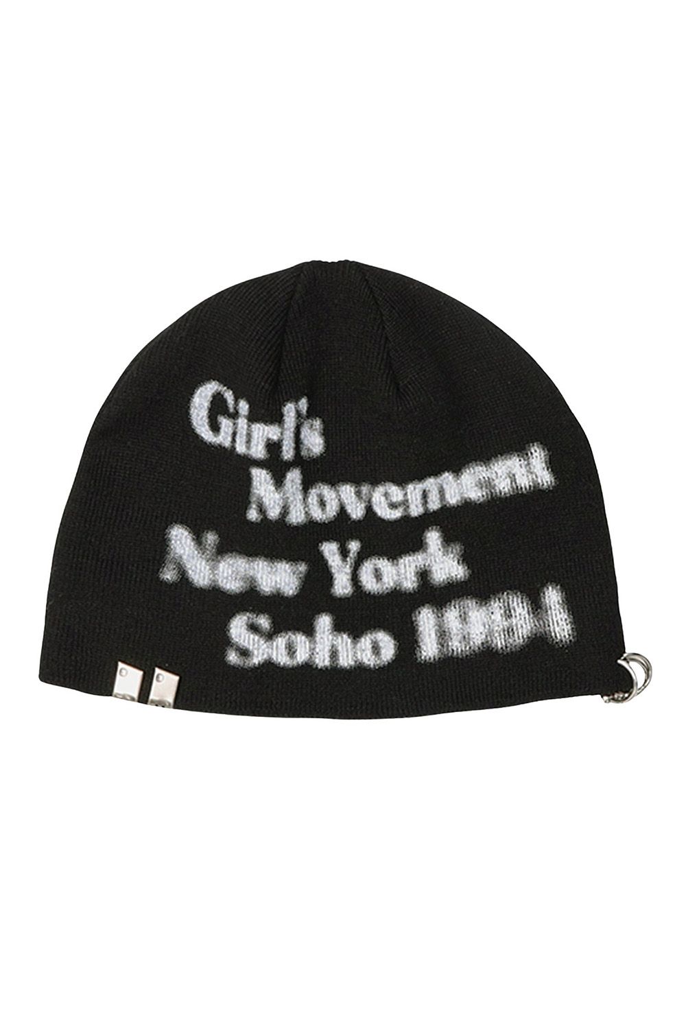 CHARM ACCENT PRINTED BEANIE / ブラック