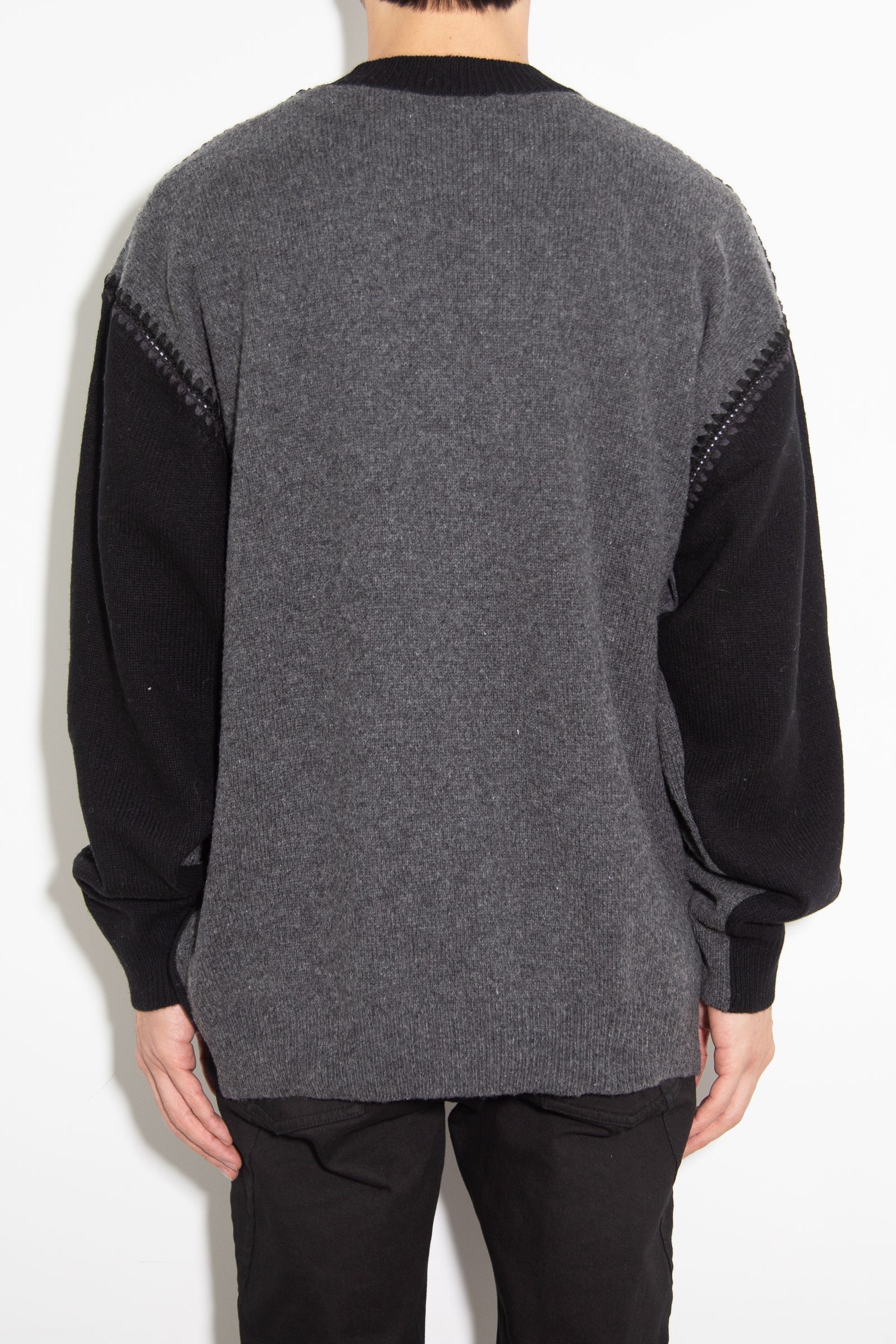 ［ラスト1点 サイズ3］OPPOSITE SHELL STITCH KNIT / グレー×ブラック