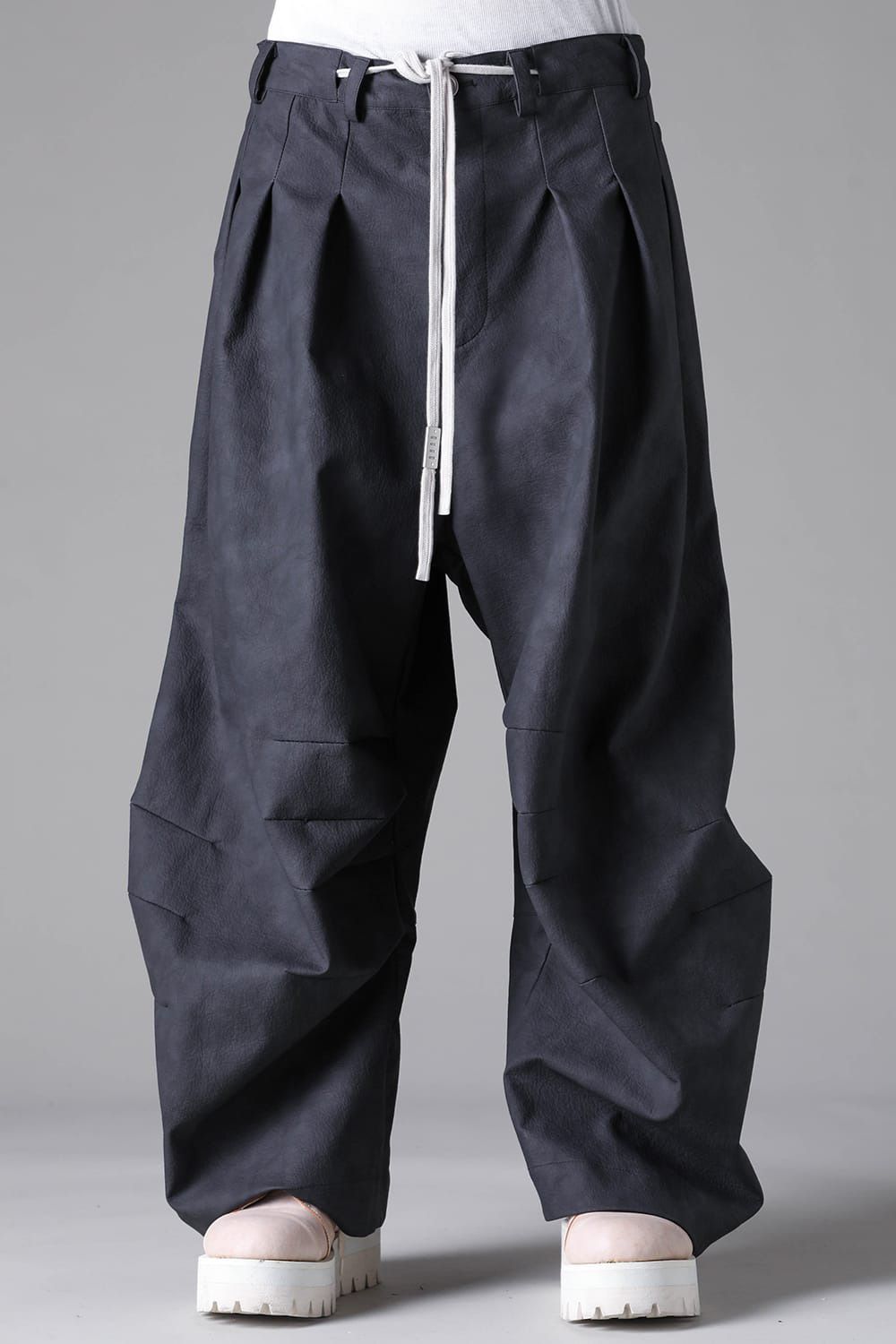 Vegan Leather Tuck Wide Pants