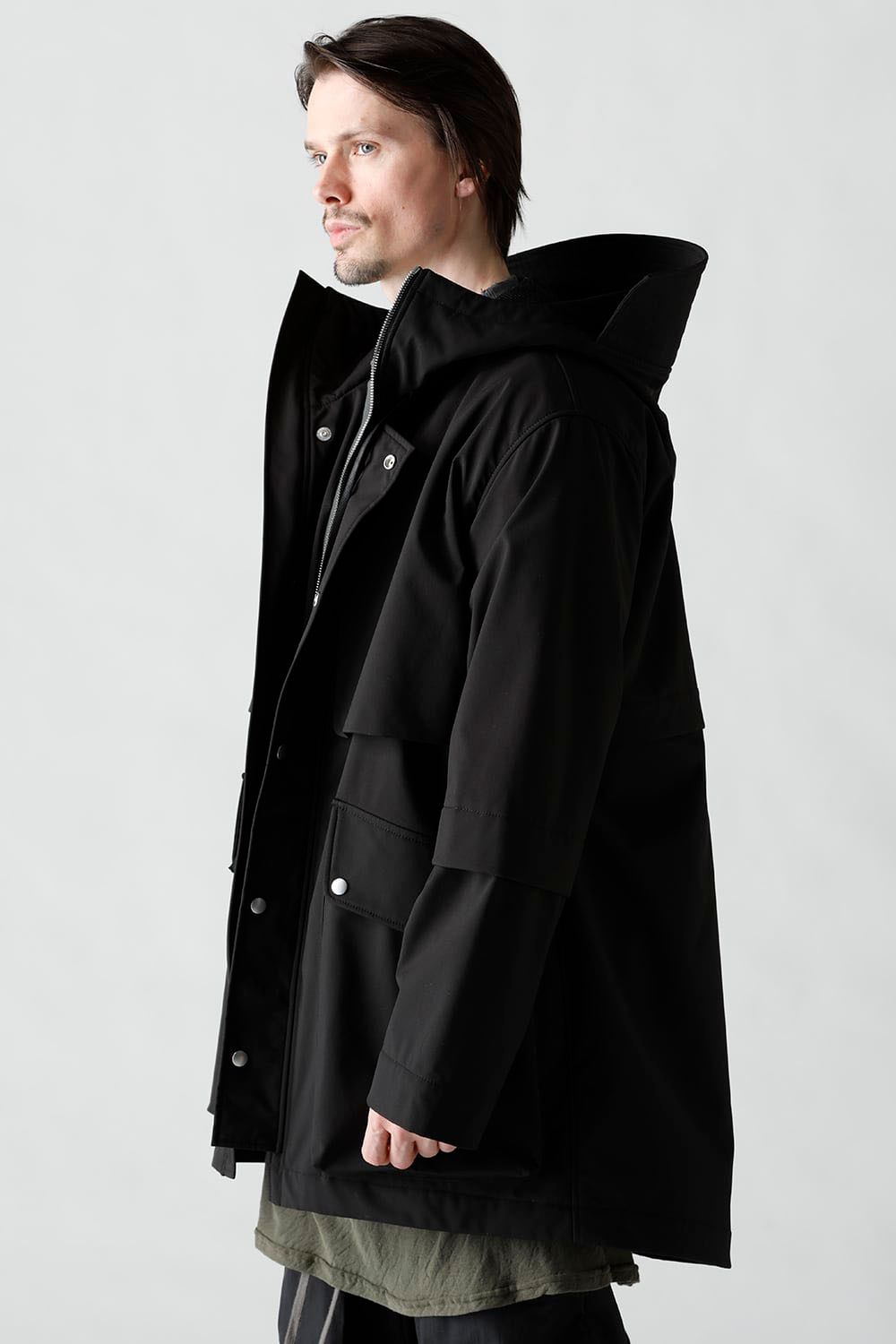 Nylon×Fleece Bonding hoodie Blouson / ブラック