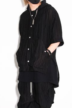 シアー楊柳シャツフーディー / Sheer Yo-Ryu Hoodie Shirts / ブラック / ag-11067