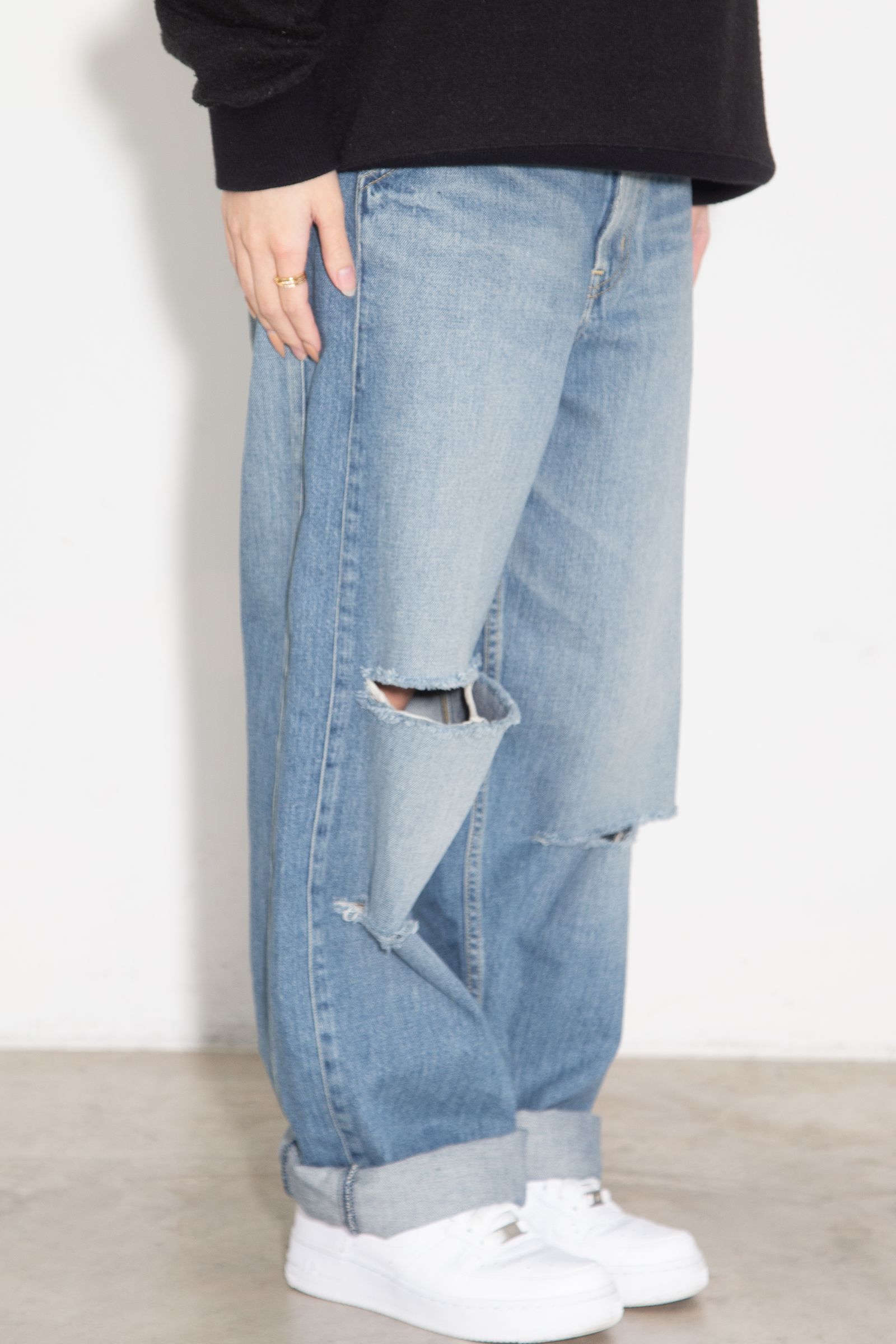 RESIZE加工 デニムストレートパンツ / ライトインディゴ