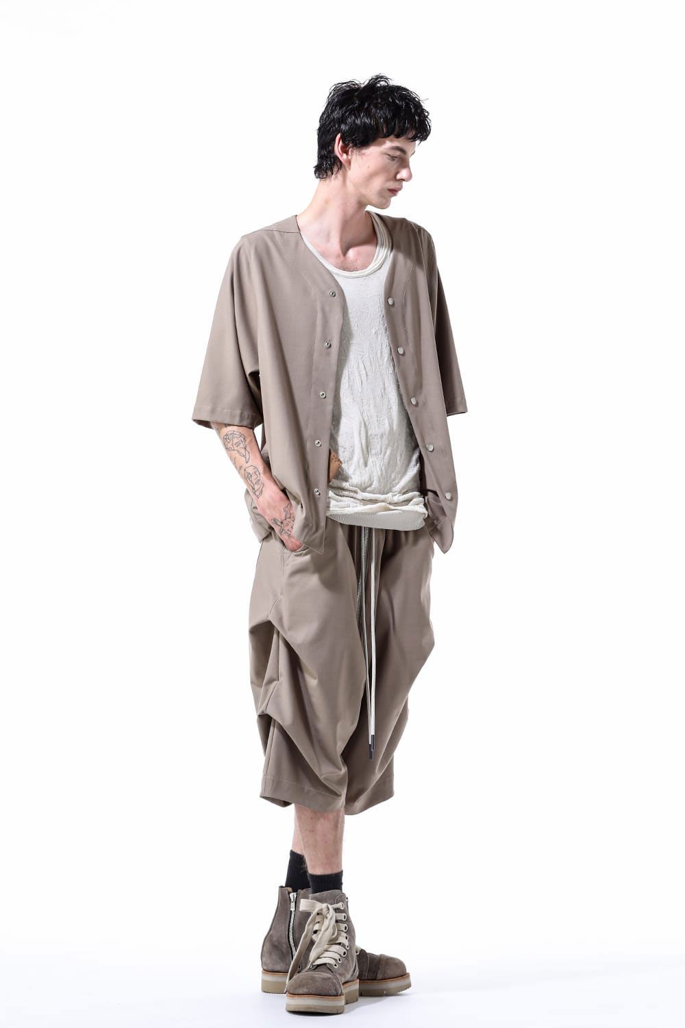 [ラスト1点 サイズ1] サマーウールタックショーツ / Summer Wool Tuck Shorts / ブラック / ag-11020-2