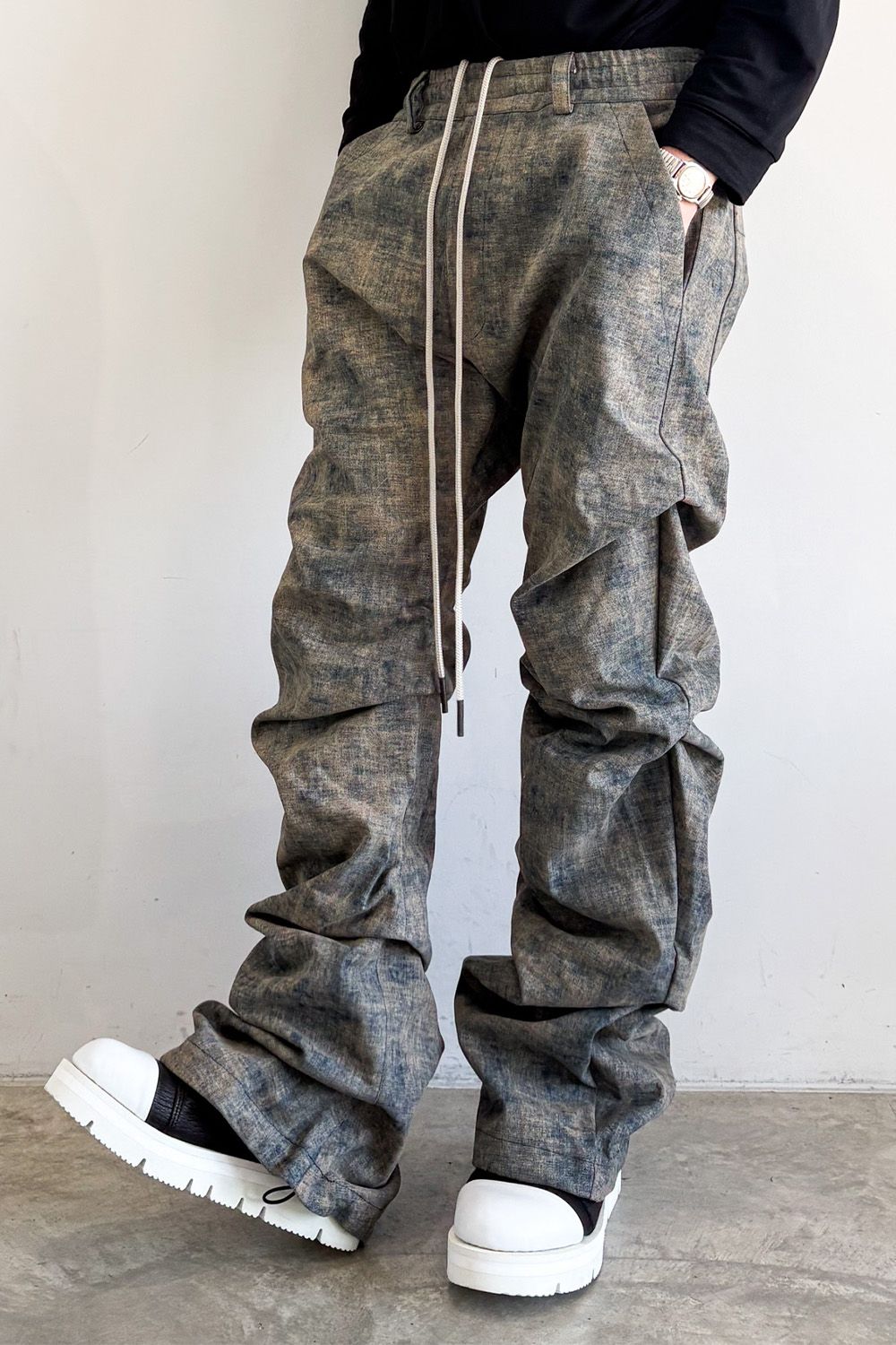 [ラスト1点 サイズ2] BLENDED SHADES DENIM TUCK BOOTS CUT PT / スチールブルー