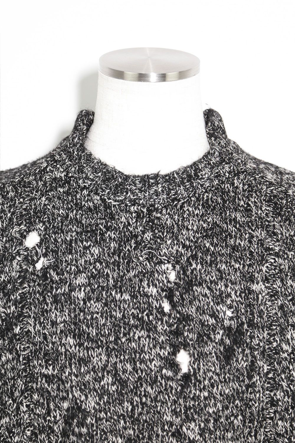 リラックスフィットダメージニット / Damage Knit Top / ブラックミックス / ag-8013