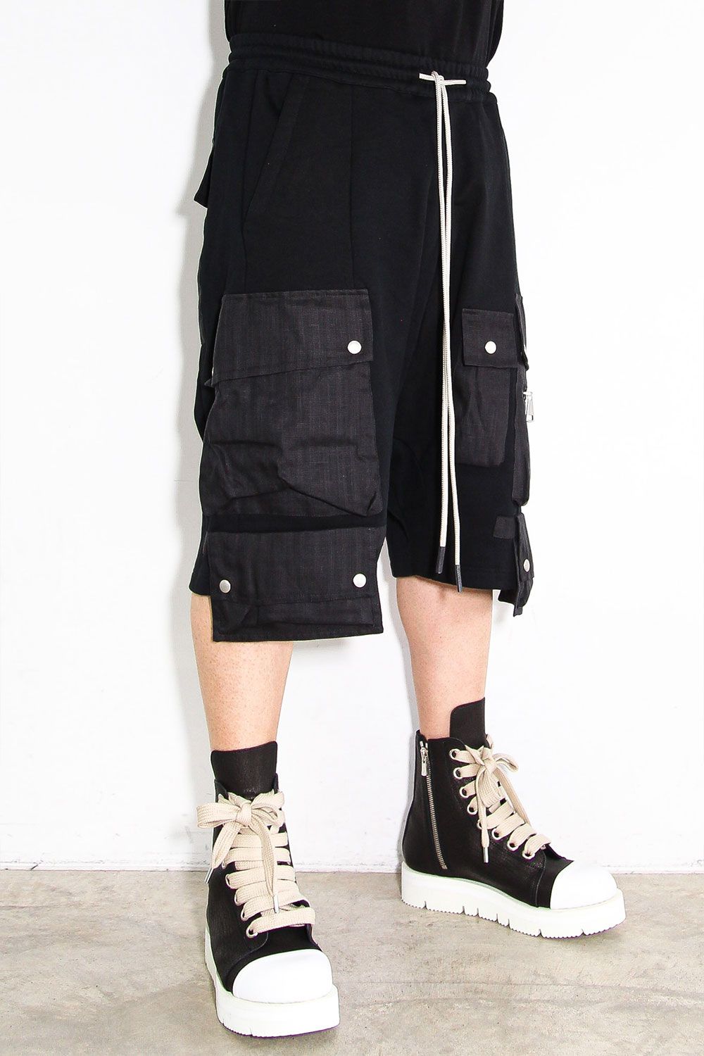 リネンコンビスウェットショーツ / Linen Combi Sweat Shorts / ブラック / ag-11035