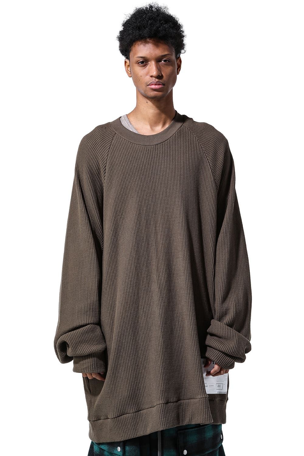 Waffle Dolman Long Pullover / ブラック