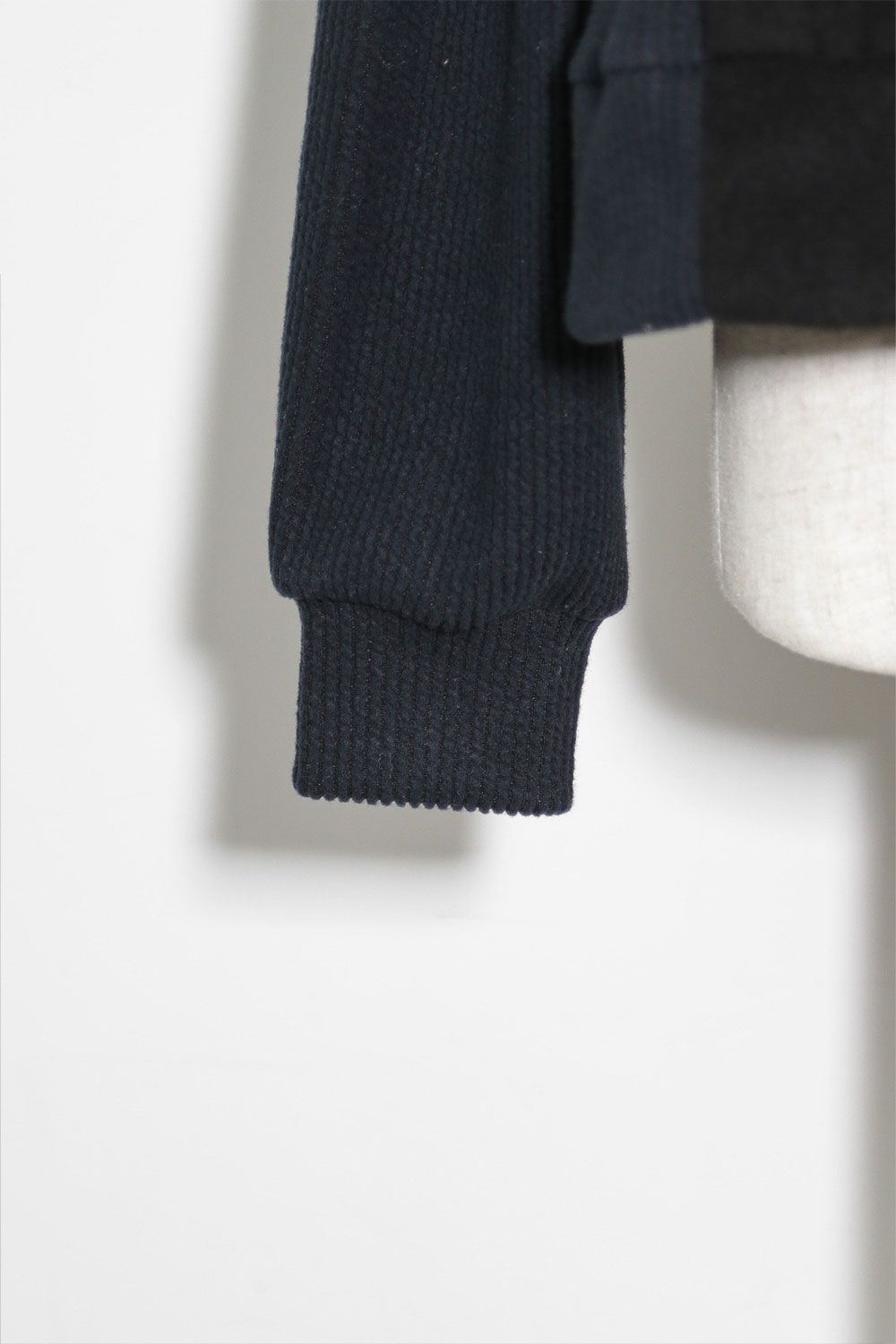 ニットコーデュロイ×フリーストップ / Knit Corduroy Combi Fleece Top / ブラック / ag-10086