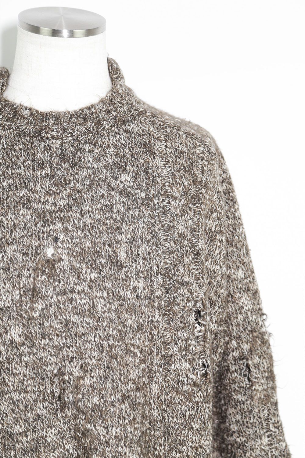 リラックスフィットダメージニット / Damage Knit Top / ブラウンミックス / ag-8013