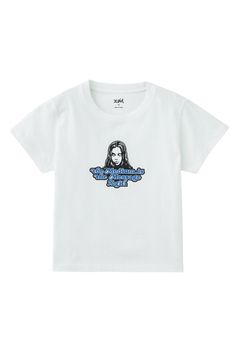 GLITTER LOGO AND FACE S/S BABY TEE / ホワイト