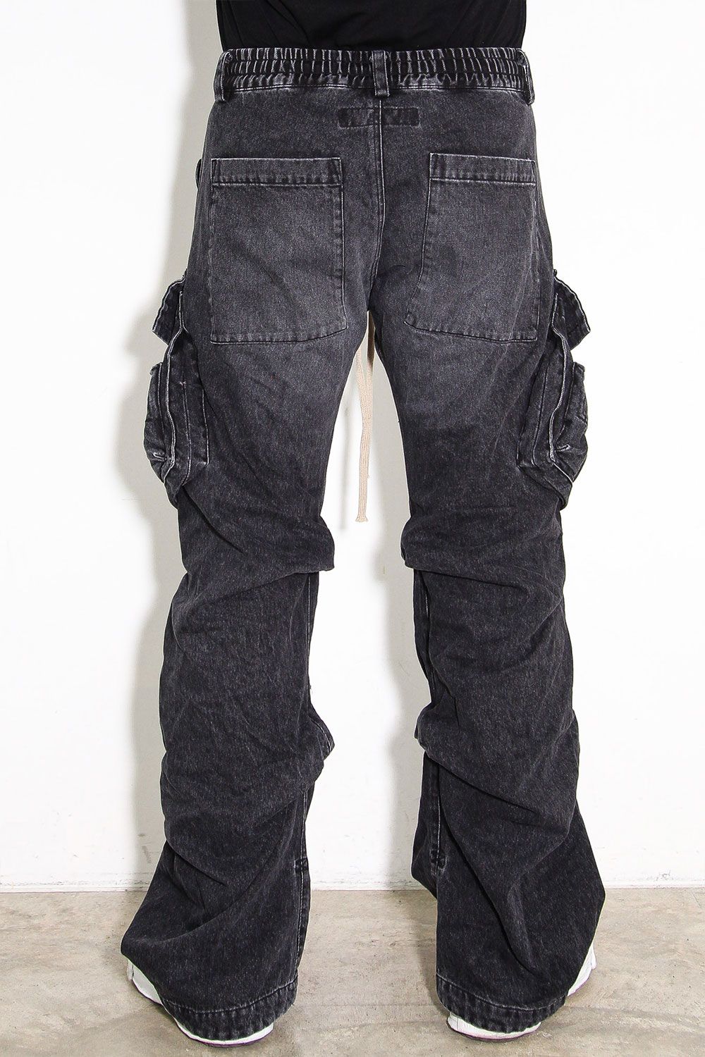 デニムカーゴタックバギーパンツ / Denim Cargo Tuck Baggy Pants / ブラック / ag-11018-3