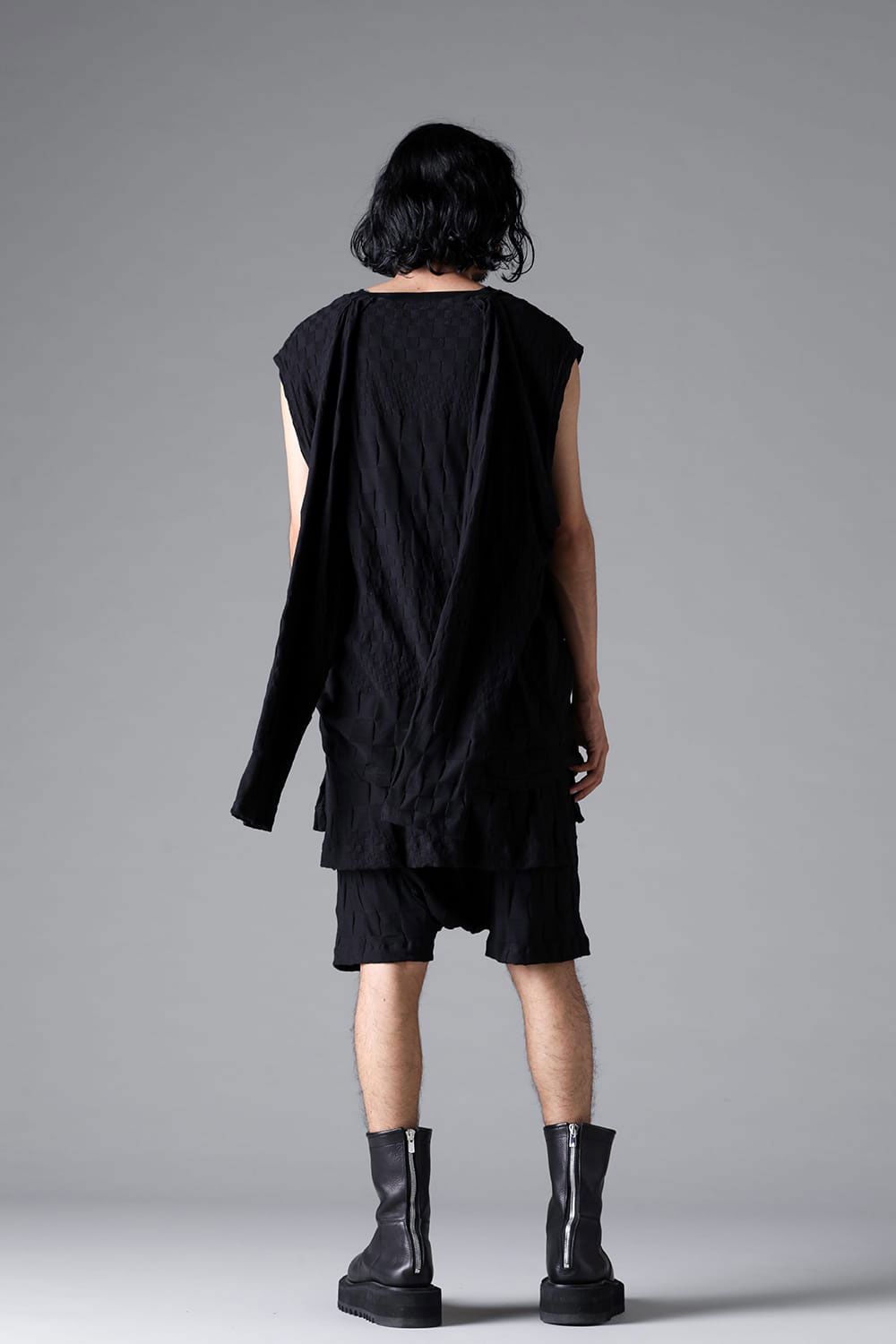 GRADIENT PLAID PATTERN LAYERED SHORTS / ブラック