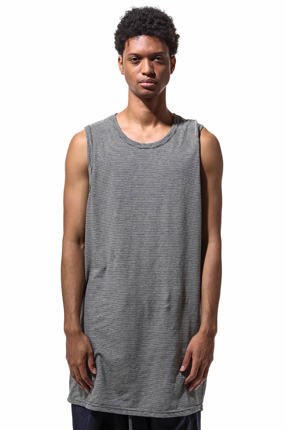 ストライプロングタンクトップ / Stripes Long Tank Top / ブラック×アイボリー