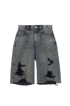 ［ラスト1点 サイズM］EMBLEM POCKET DISTRESSED DENIM SHORTS / ブラック