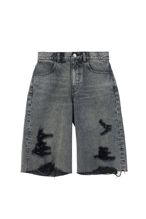 ［ラスト1点 サイズM］EMBLEM POCKET DISTRESSED DENIM SHORTS / ブラック