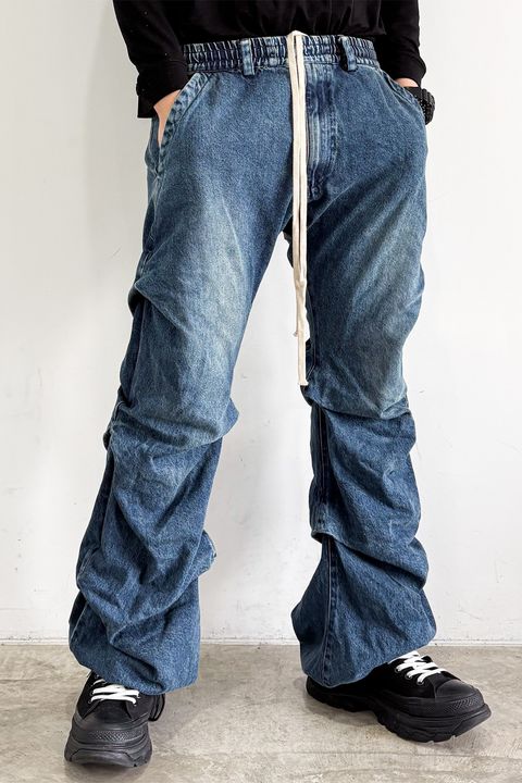 [ラスト1点 サイズ3] デニムタックスリムバギーパンツ / Denim Tuck Slim Baggy Pants / ブルー / ag-8060