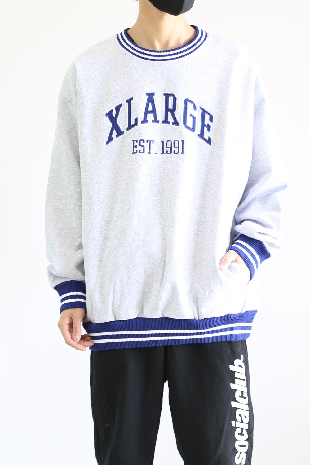 XLARGE - RIB LINE CREWNECK SWEAT / ブラック | Tempt