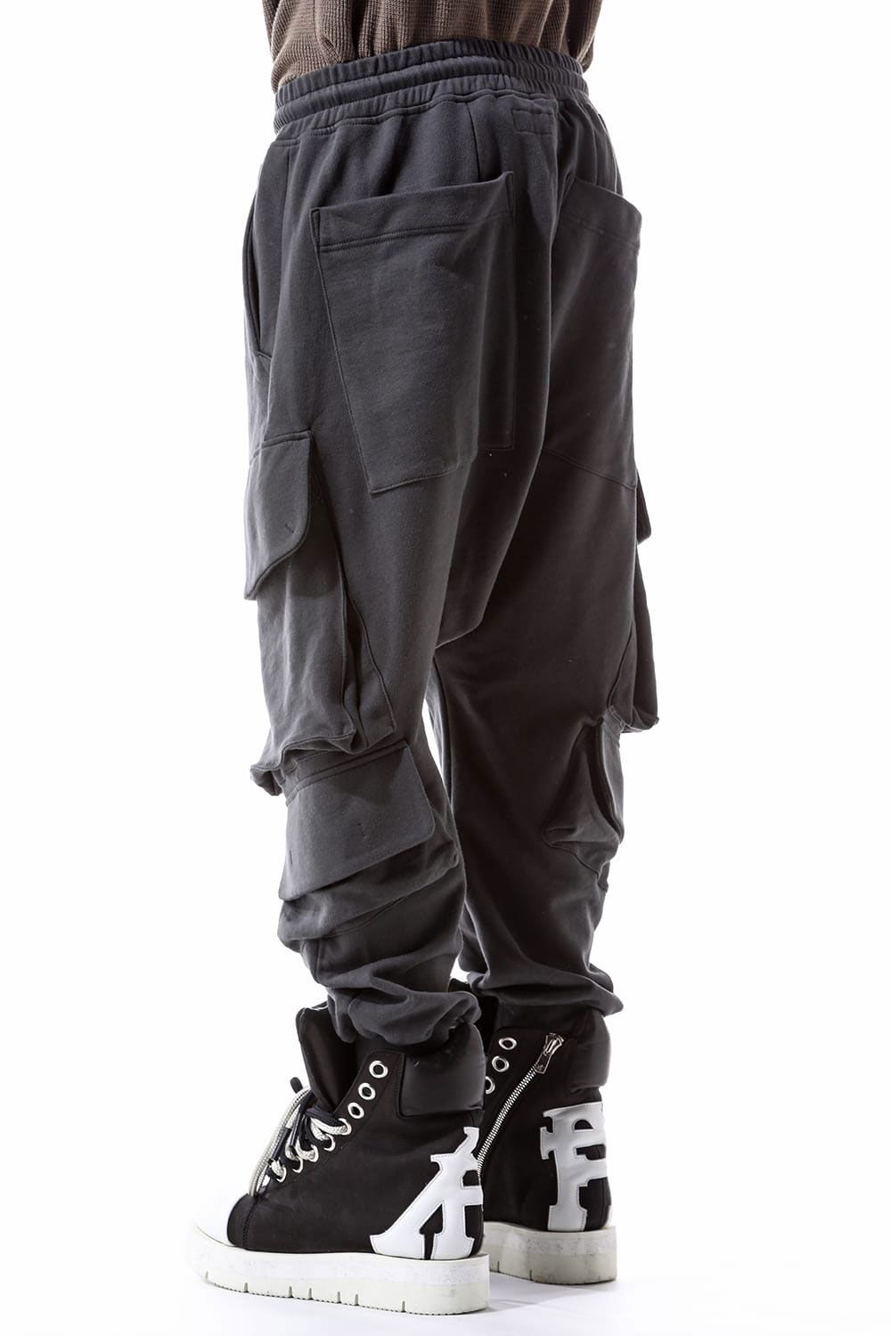 ［ラスト1点 サイズ2］ミリタリーサルエルスウェットパンツ / Sweat Military Sarouel / ブラック / ag-10045