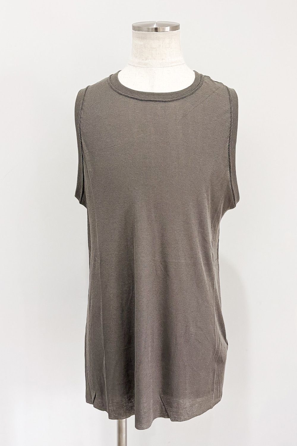 RIB LONG TANK TOP / グレー