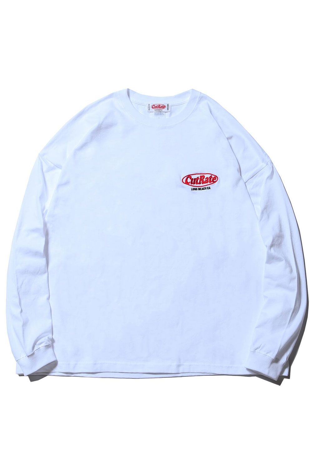 CUTRATE LOGO EMBROIDERY DROP SHOULDER L/S T-SHIRT / ホワイト