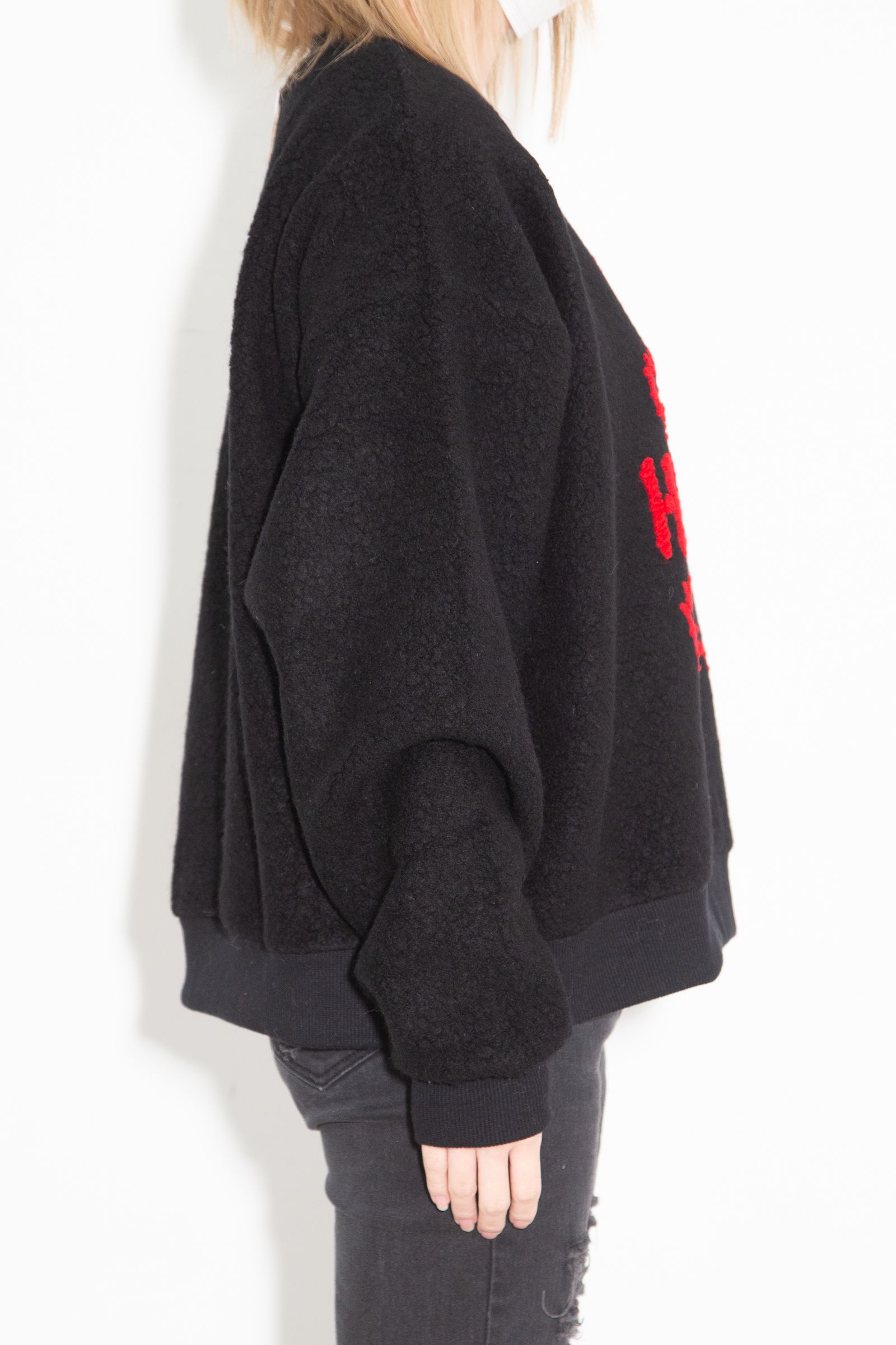 FIRE BEAR刺繍 オーバーサイズスウェット / ブラック