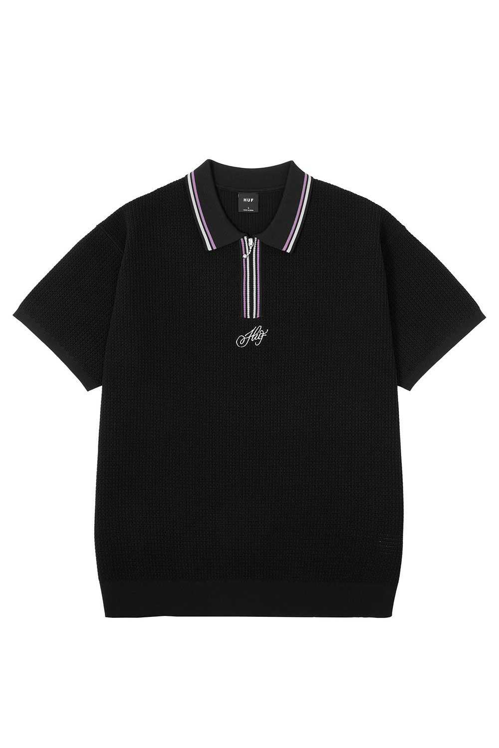 CURSIVE SCRIPT ZIP POLO / ブラック - S