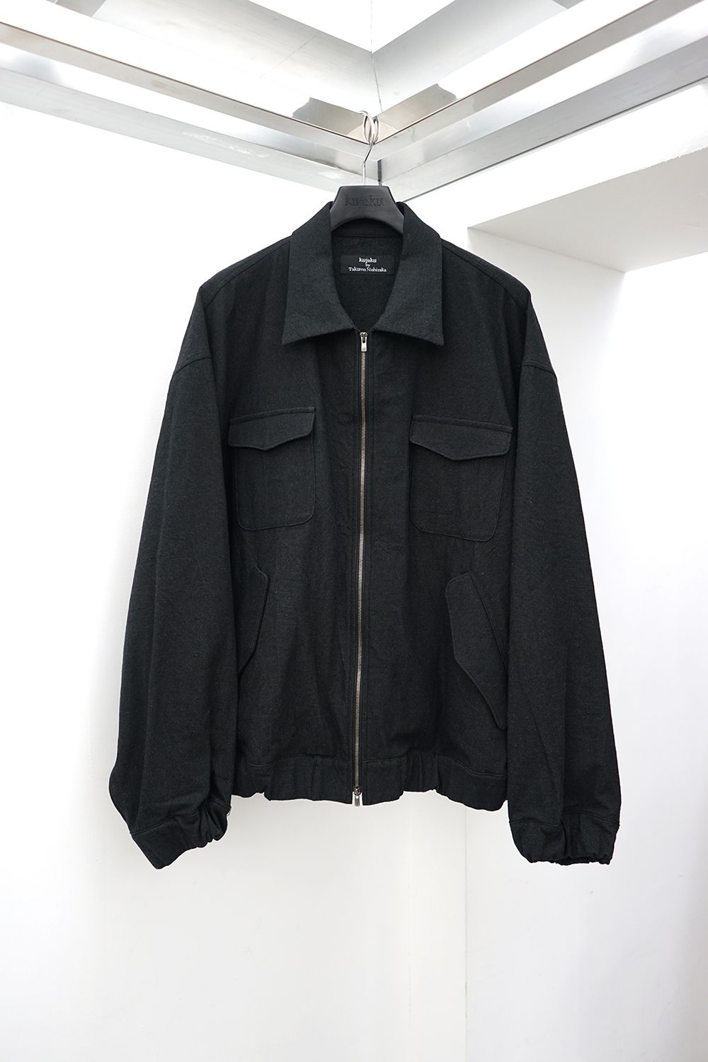 Oversized Zip-Up Blouson with Four Front Pockets