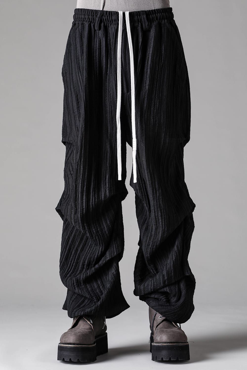 Ripple Sheer Tuck Wide Pants