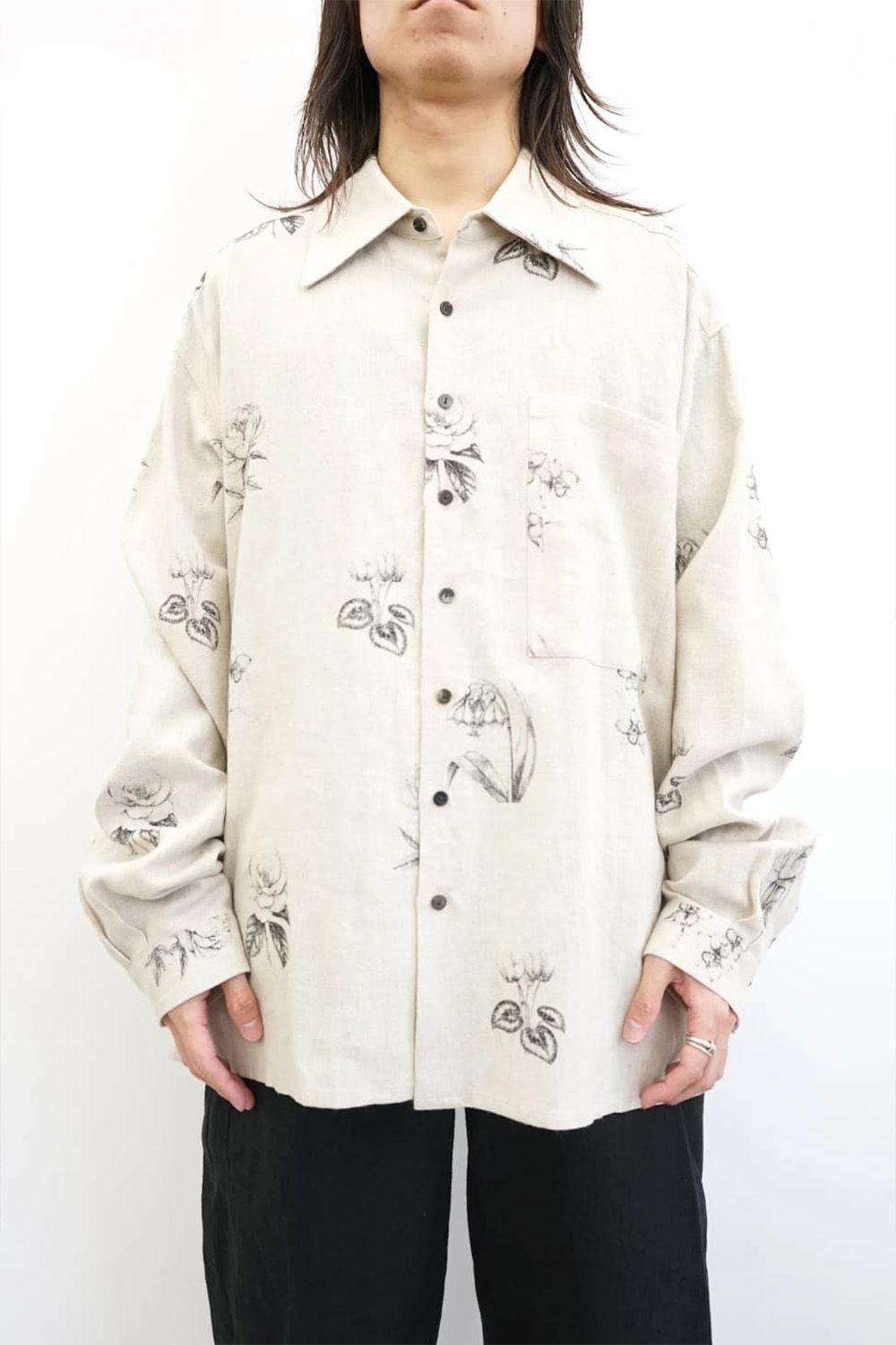 Botanical Print Oversized Shirt
