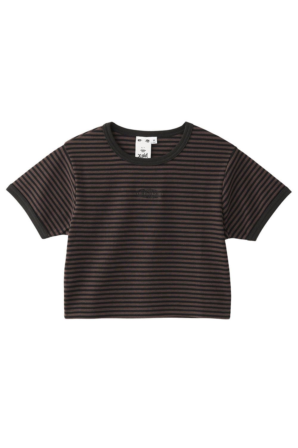 X-girl - OUTLINE OVAL LOGO S/S TOP / ブラック | Tempt