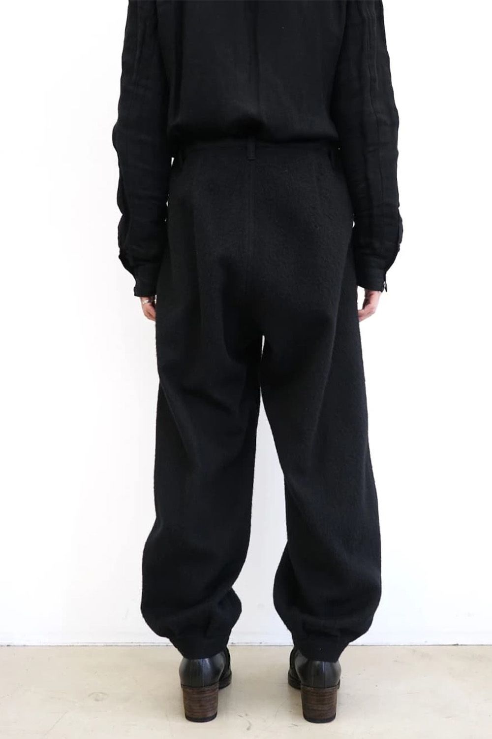 Tucked Hem Pants with Button Closure