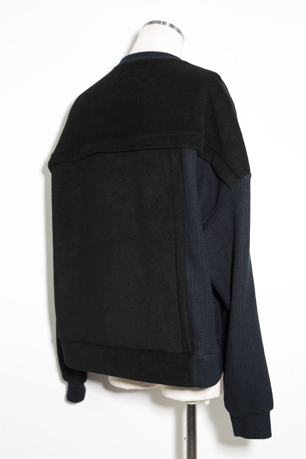 ニットコーデュロイ×フリーストップ / Knit Corduroy Combi Fleece Top / ブラック / ag-10086