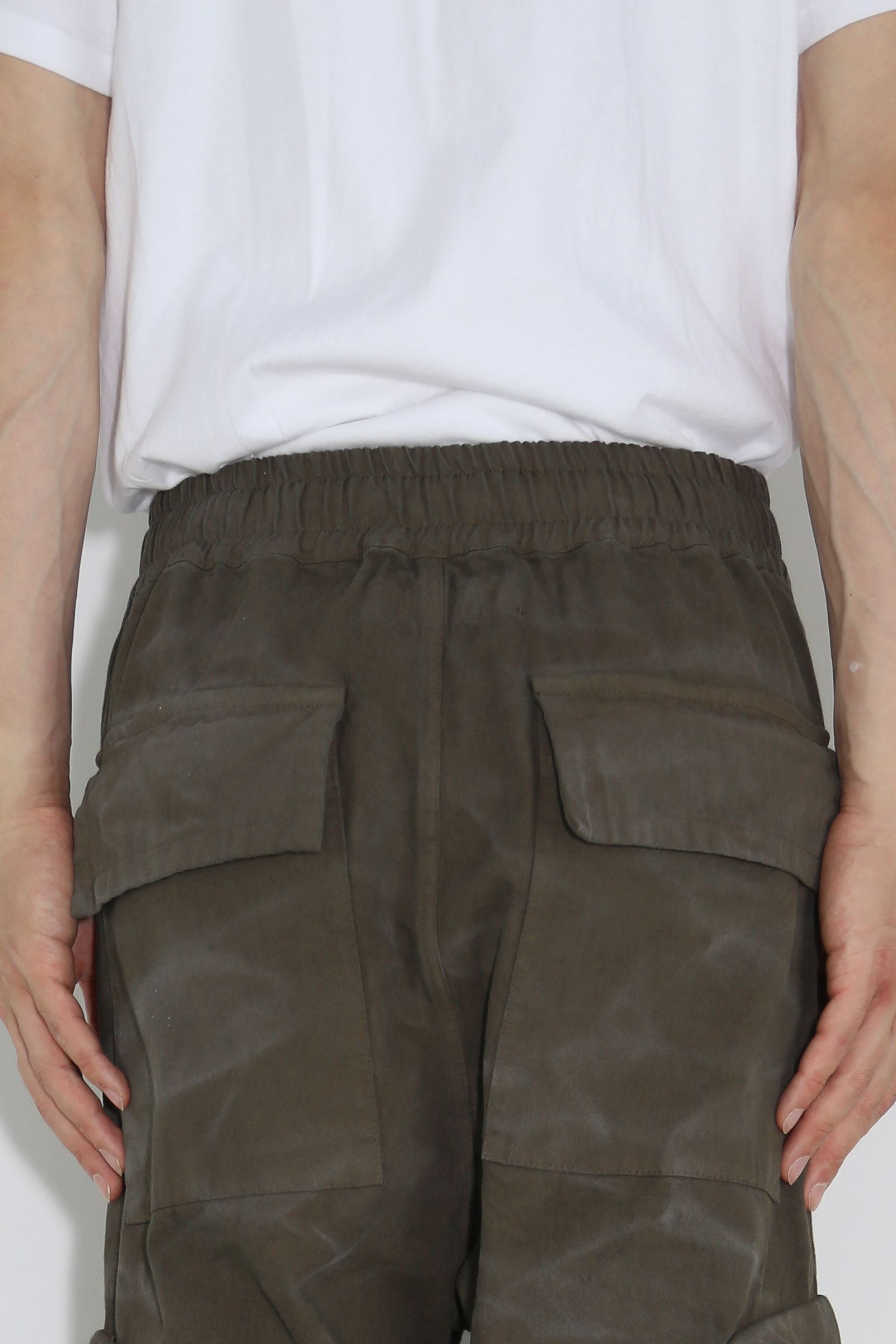 ヴィンテージ染めワイドカーゴパンツ / Vintage Dyed Pocket Long Pants / カーキ / ag-7035-1