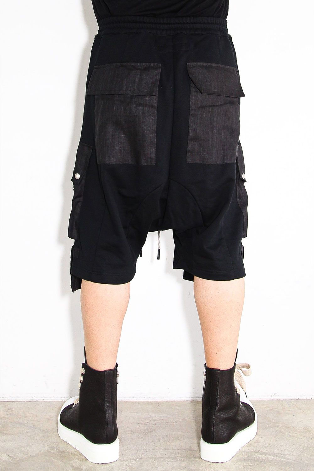 リネンコンビスウェットショーツ / Linen Combi Sweat Shorts / ブラック / ag-11035
