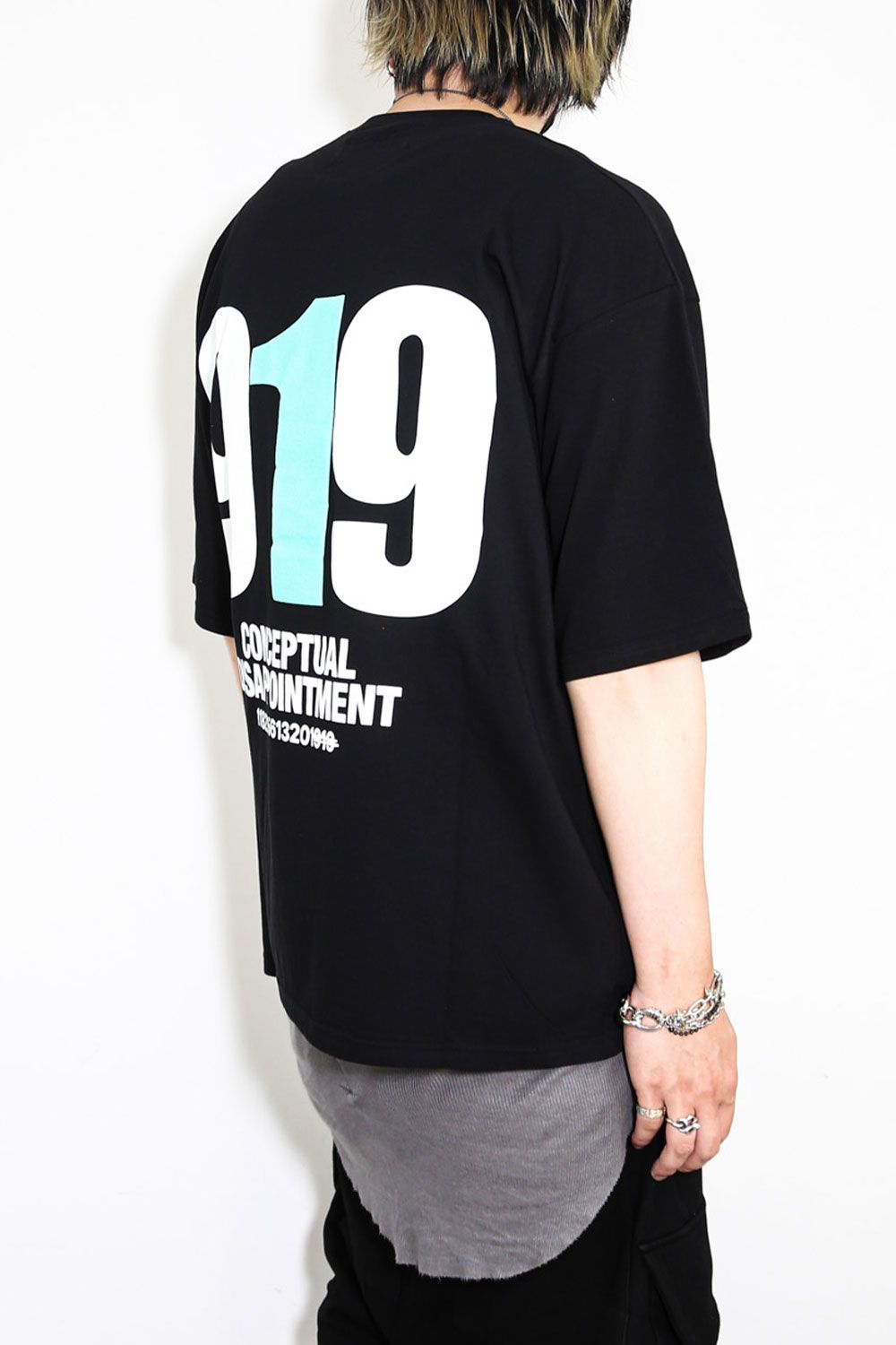 919ナンバープリントオーバーサイズTシャツ / 919 Print Over Sized T-Shirts / ブラック / ag-3010-1