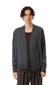 × JOHN SMEDLEY MERINO EXTRAFINE BUTTONLESS V NECK CARDIGAN / ダークグレー