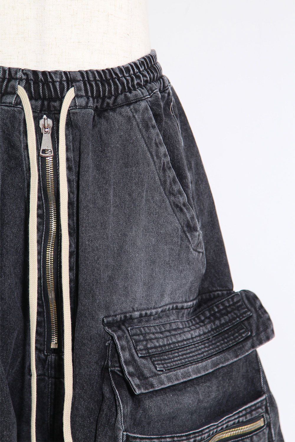 ヴィンテージデニムサルエルショーツ / VintageDenim Millitary Shorts / ブラック / ag-8014-3