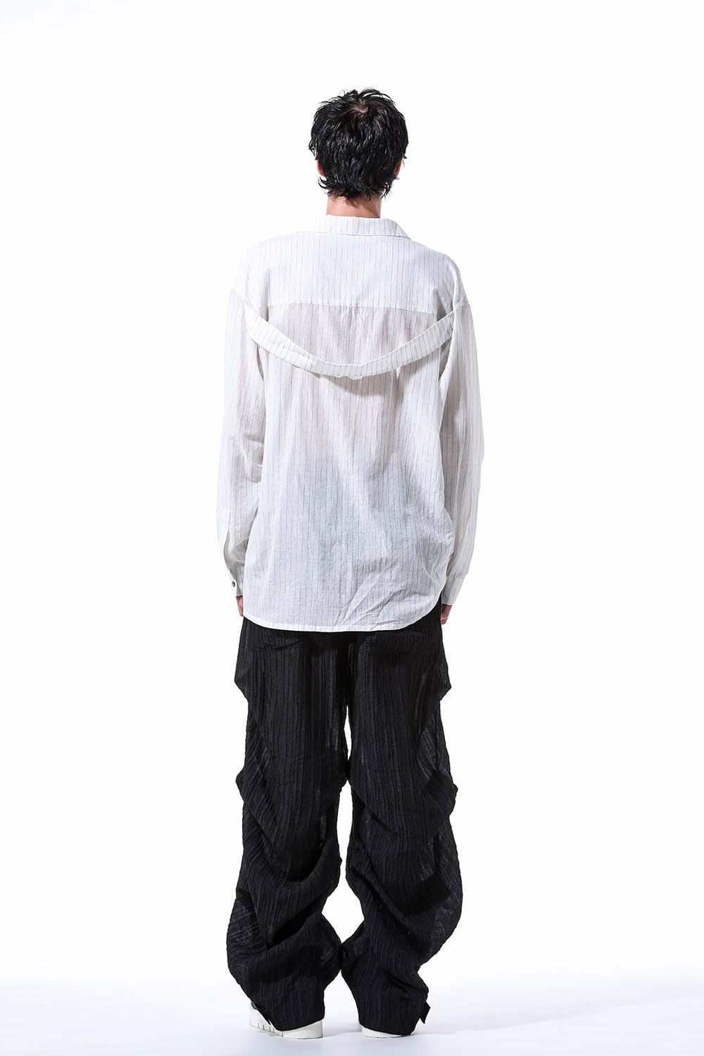 [ラスト1点 サイズ2] シアー楊柳タックバギーパンツ / Sheer Yo-Ryu Tuck Baggy / ブラック / ag-11068