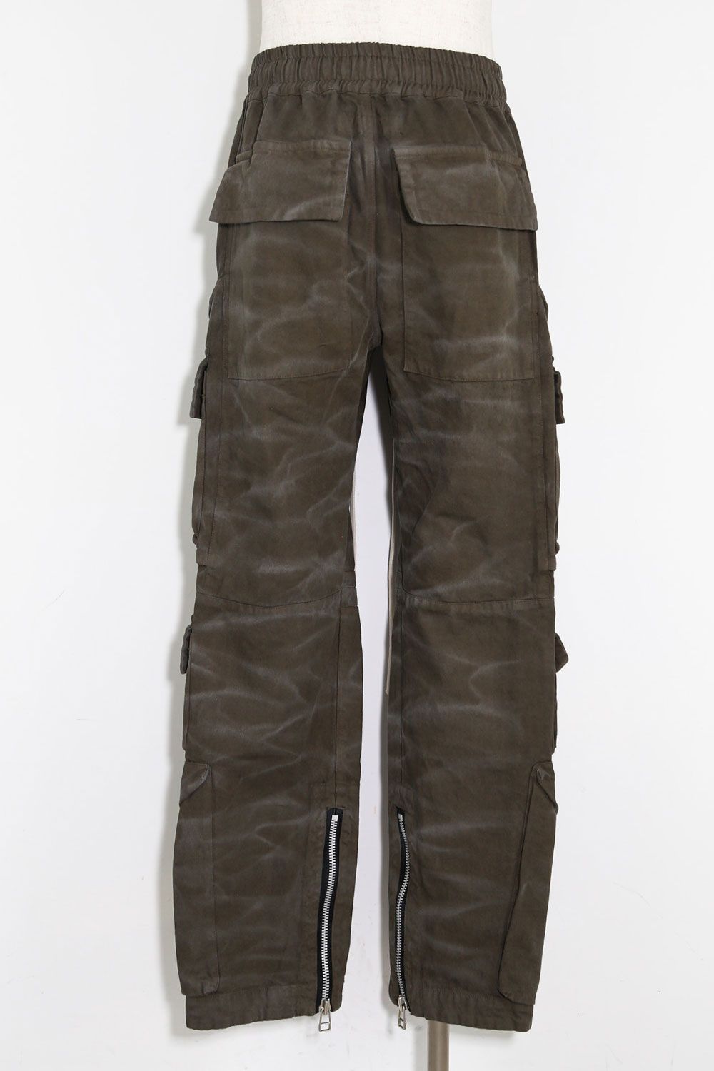 ヴィンテージ染めジップカーゴパンツ / Vintage Dyed Zip Long Pants / カーキ / ag-7036-1